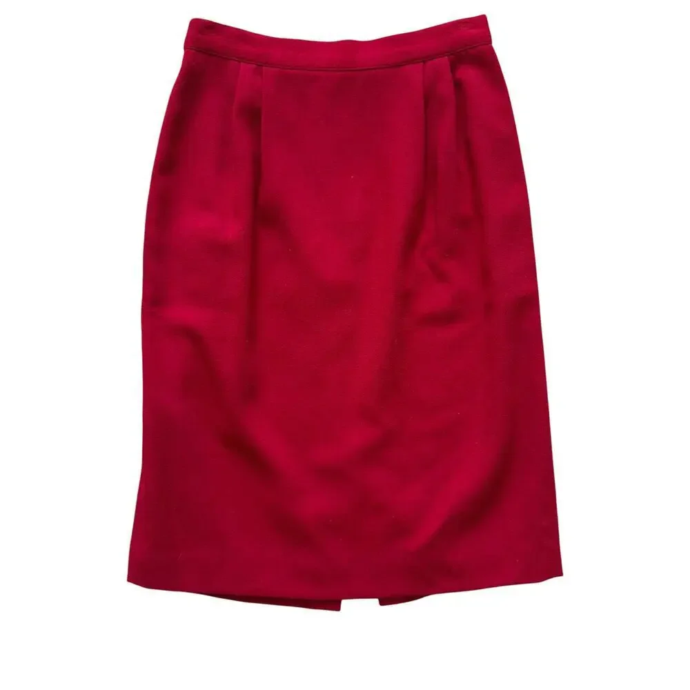 VTG Talbots 100%‎ Wool Skirt Women's Sz 6 8 10 Red Pencil straight Vintage Midi
